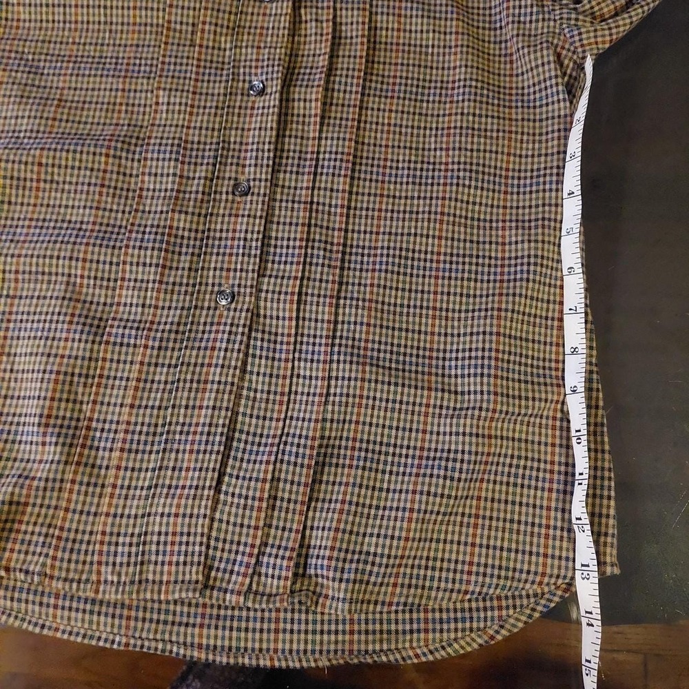 Vintage brown plaid button up. - Picture 5 of 7